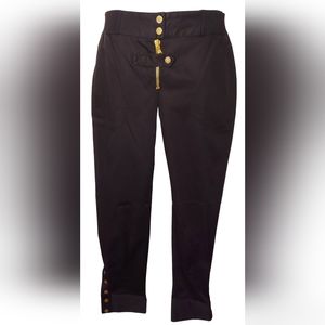 Alexander McQueen Black Fitted Cropped Pants Gold Zippers Size 38